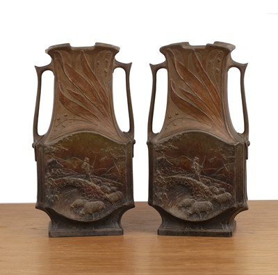Lot 356 - Jean Garnier (1853-1910) Pair of Art Nouveau...