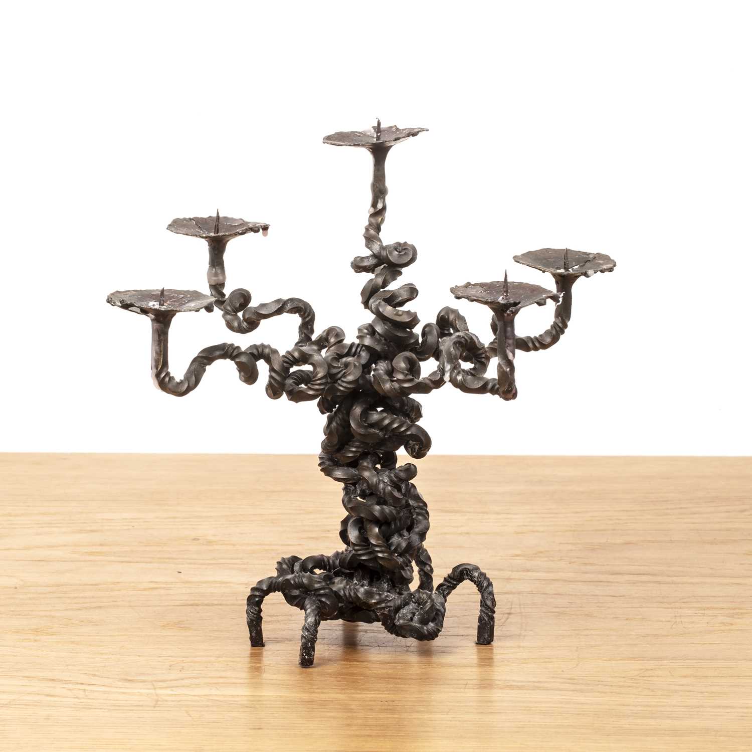 Lot 63 - In the Brutalist style pricket candlestick,...