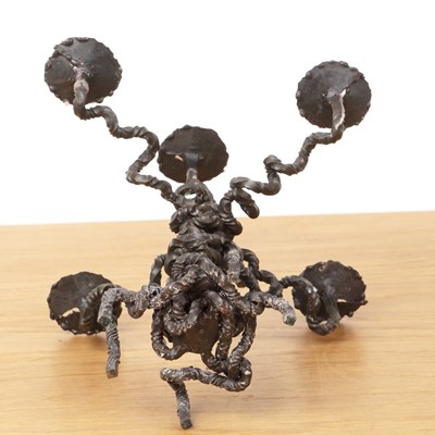 Lot 63 - In the Brutalist style pricket candlestick,...