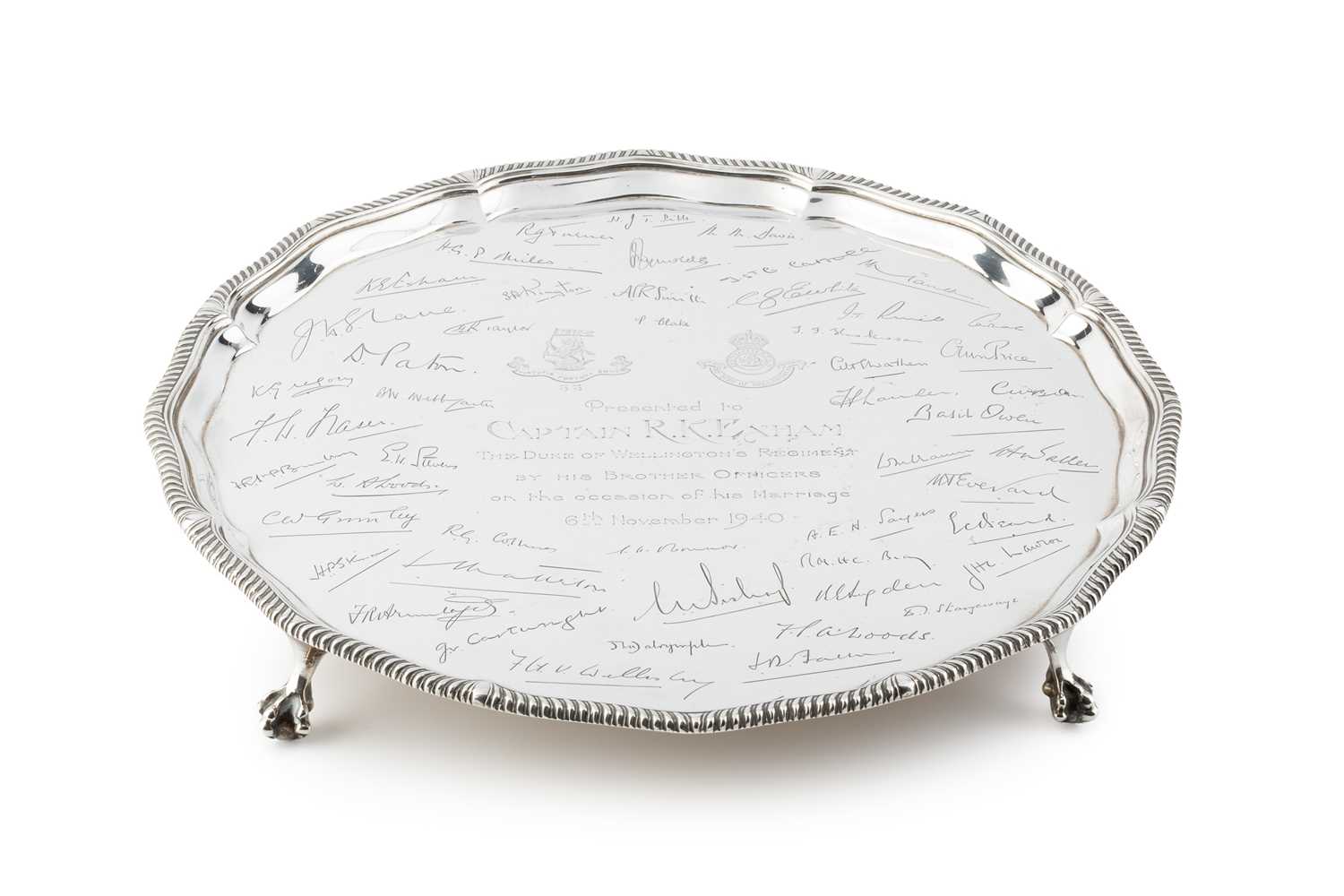 Lot A George VI silver salver, with shaped and...