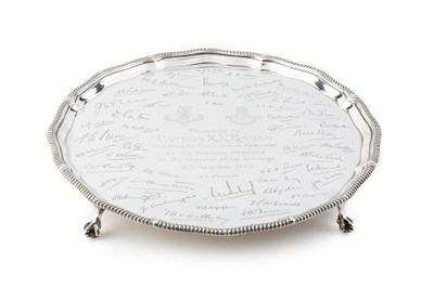 Lot A George VI silver salver, with shaped and...