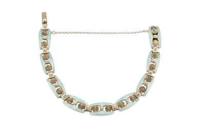 Lot 266 - A Norwegian enamel panel bracelet by Marius...