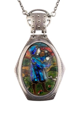 Lot An Arts and Crafts enamel pendant necklace by...