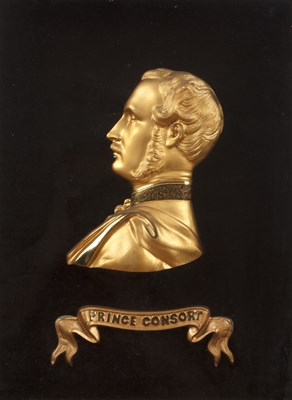 Lot 195 - Gilt brass relief model Victorian, depicting...