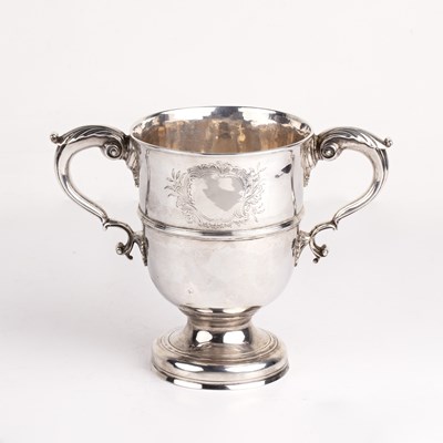 Lot 224 - Georgian twin-handled silver trophy cup with...