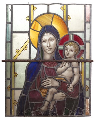Lot 70 - Stained and leaded glass panel 19th Century,...