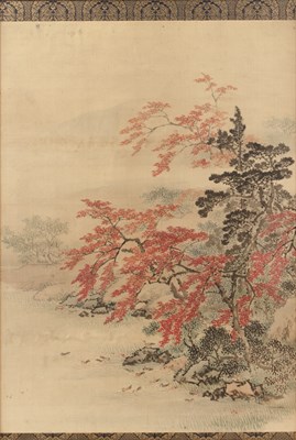 Lot 198 - Watercolour study on silk Japanese, depicting...