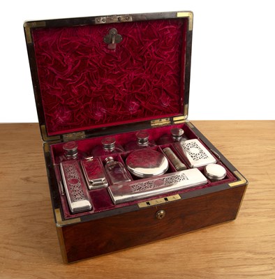 Lot 97 - Rosewood dressing case 19th Century, brass...