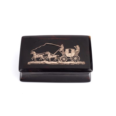 Lot 244 - Small tortoiseshell snuff box With white metal...