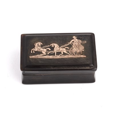 Lot 243 - Small tortoiseshell snuff box With yellow...