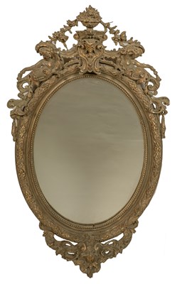 Lot 529 - A Georgian-style oval wall mirror