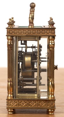 Lot 372 - Brass cased carriage alarm clock 19th Century,...