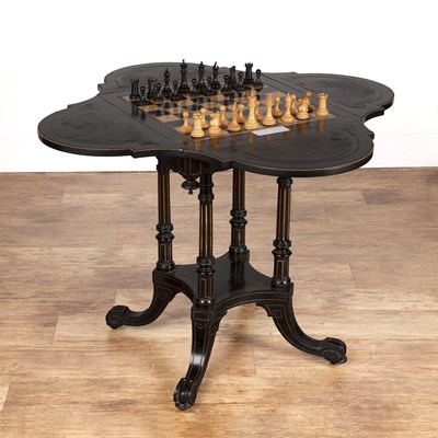 Lot 101 - Gillows & Co ebonised Games table, with...