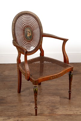 Lot 102 - Sheraton Revival  satinwood chair, with a...