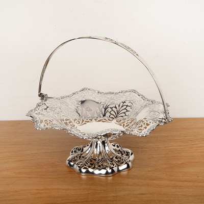 Lot 235A - Edwardian silver pierced basket with shell and...