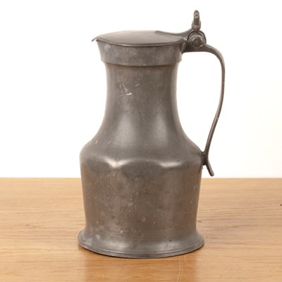 Lot 381 - Pewter lidded flagon with a double acorn...
