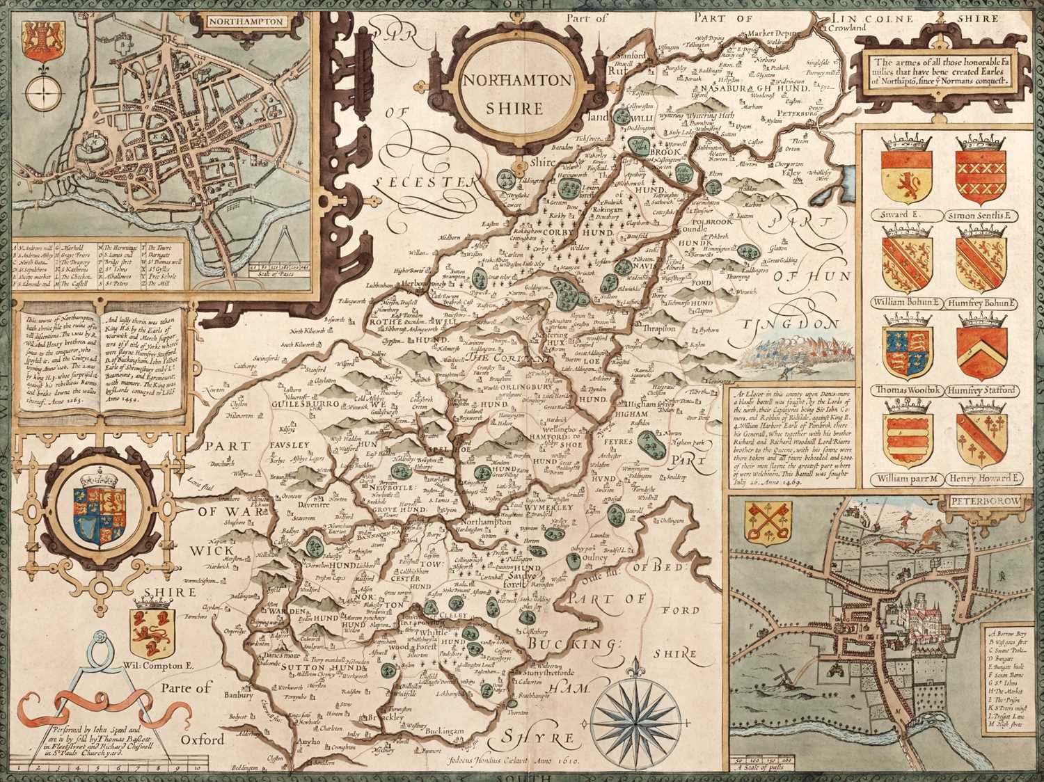 Lot 28 - John Speed 'Northamtonshire', engraving, inset...