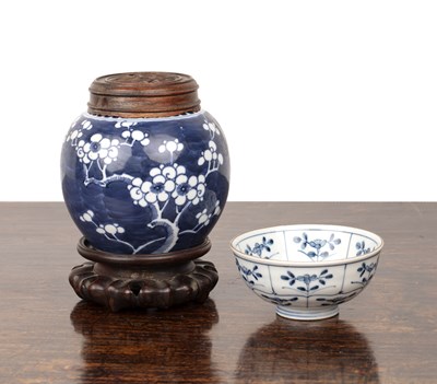 Lot 45 - Blue and white small ginger Chinese with a...