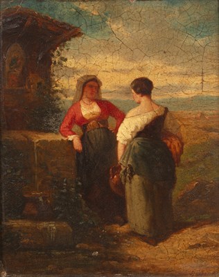 Lot 177 - Victorian School study of two ladies beside a...