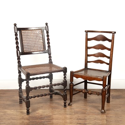 Lot 11A - Two side chairs to include a walnut 17th...