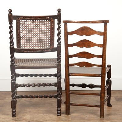 Lot 11 - Two side chairs to include a walnut 17th...