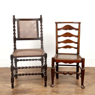 Lot 11 - Two side chairs to include a walnut 17th...