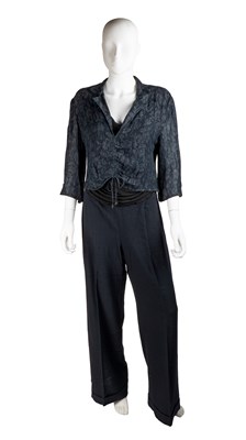 Lot 301 - An ARMANI, 2000’s, black blouse in linen and...