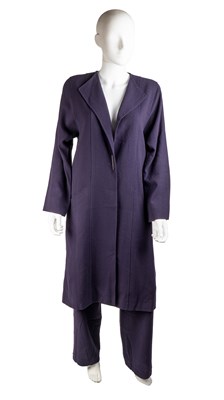 Lot 287 - A JEAN MUIR, 1990’s, purple trouser suit in...