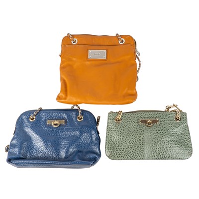 Lot 329 - A DKNY mustard orange leather handbag with...
