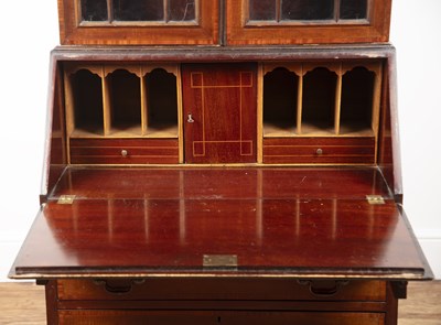 Lot 54 - Mahogany and satinwood bureau bookcase...
