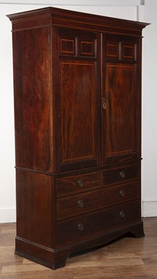 Lot 50 - Mahogany and inlaid linen press Edwardian,...