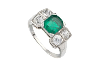 Lot An emerald and diamond dress ring, the...