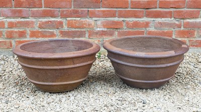 Lot 1452A - A pair of stoneware salt-glazed planters