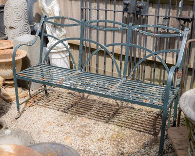 Lot 1392A - A Regency-style wrought iron garden seat or bench