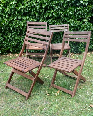 Lot 1462A - Two pairs of folding teak garden chairs