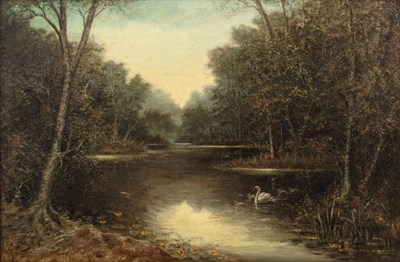 Lot 353 - E. J. Church (19th century) Riverscape with a...