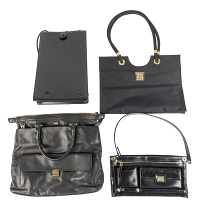 Lot 337 - Four black bags, designers to include Jaeger...