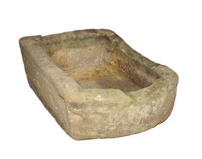 Lot 10C - Two horseshoe-shaped stone troughs 56cm long x...