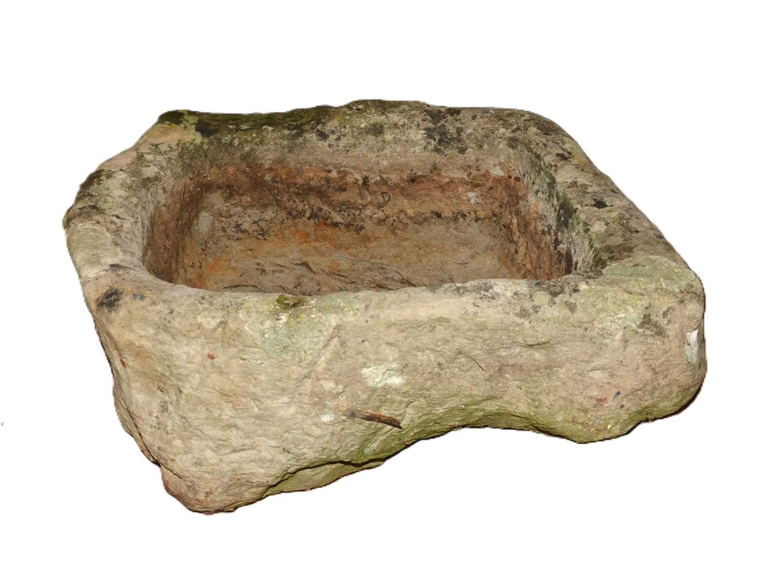 Lot 10 - Stone weathered trough 57cm long x 44cm wide x...