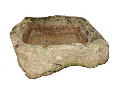 Lot 10D - Stone weathered trough 57cm long x 44cm wide x...