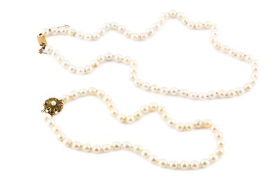 Lot 31 - Two cultured pearl necklaces, each of single...