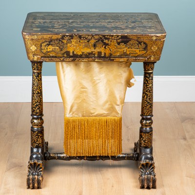 Lot 285 - An antique Chinese export lacquered work table