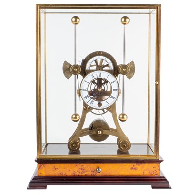 Lot 1017 - A reproduction grasshopper, single fusee, skeleton clock