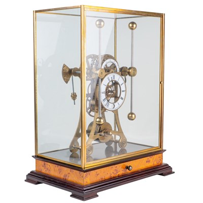 Lot 1017 - A reproduction grasshopper, single fusee, skeleton clock
