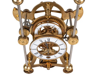 Lot 1017 - A reproduction grasshopper, single fusee, skeleton clock