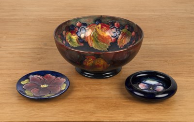 Lot 262 - Moorcroft Pottery Three ceramic dishes, the...