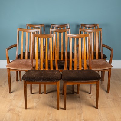 Lot 1212 - A set of eight teak G Plan dining chairs together with a 'D-Scan' table