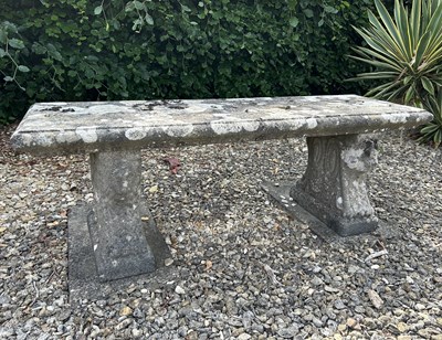 Lot 1307 - A cast reconstituted stone bench or low table