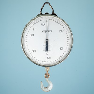 Lot 1251 - A set of large RAF hanging weighing scales by Waymaster