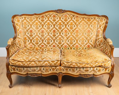 Lot 360 - A pair of 19th century French walnut-framed settees
